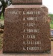 Vaalkrans - Monument - Pvt C Manser, A Nobes, T Rose, J Rowing, E Ryan, H Sellars, A Thirkell