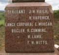 Vaalkrans - Monument - Sgt JW Haigh, W Hardwick, Lce Corp E Morgan, Bugler K Cumming, W Lamb and FW Witts