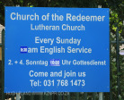 Assegai - Church of the Redeemer Lutheran Church in Church Road sign)