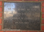 Manning Road Methodist Church Plaque CM Hurst 1954