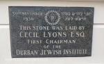 DURBAN - Jewish Club foundation stone Cecil Lyons 1930