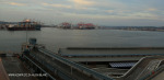 Durban Harbour at dawn passenger and container terminus .