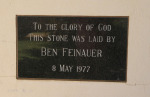 Greytown - Methodist Church - Pine Street - Hall Plaque - Ben Feinauer 1977