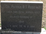 Himeville Cemetery - grave Lt. Col. Patrich Ross M.B.E. Kings Own Royal Border Regt