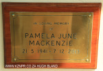 Karkloof St Marks Church plaque Pamela Mackenzie