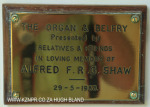 Karkloof St Marks Church plaque organ by A Shaw