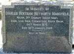 Kearsney Manor - Graveyard - grave -  Major Charles BH Mansfield - 3rd Indian Cavalry 1946