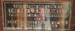 Epworth Reception plaque Reverand Wilkinson 1939