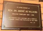 St Charles College Chapel plaques Rev Dr Andre de Villiers )