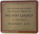 St Johns School Archives and Museum palque Mary Gardner 2013